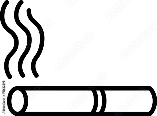 Cigarette smoke icon minimalist line art symbol addiction health warning vector