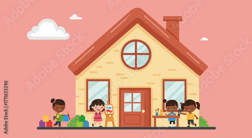 Vektor illustration kindergarten