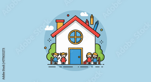 Vektor illustration kindergarten