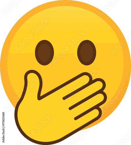 Shushing face emoji secret surprise silence mute communication vector