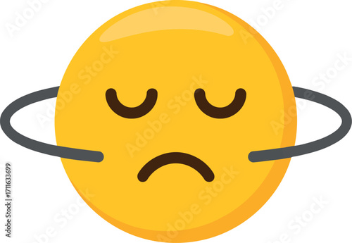Sad emoji face with closed eyes and mouth icon vector