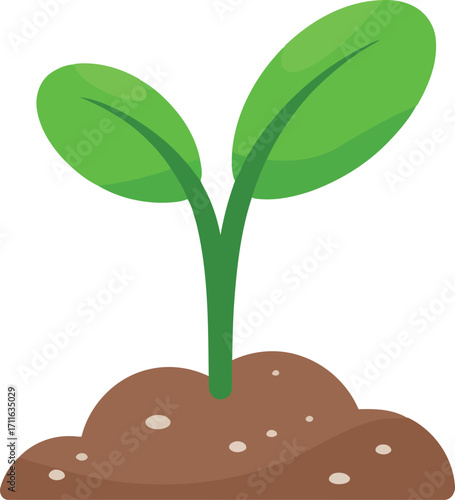 Green sprout emerging from rich soil new beginning growth concept vector