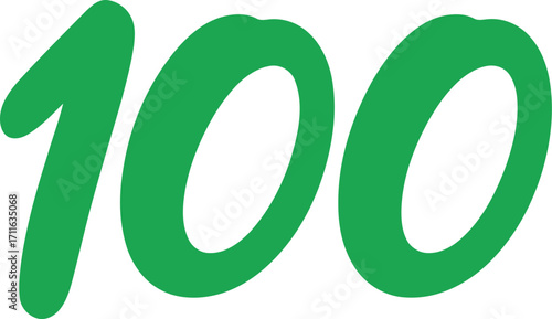 Vibrant green number 100 celebration score milestone anniversary achievement vector