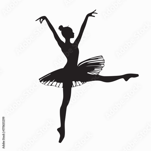 Graceful Ballerina Silhouettes in Various Poses Vector on white background