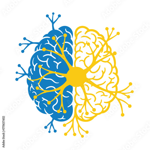 Conceptual illustration of a human brain merging with a digital circuit board representing artificial intelligence and machine learning