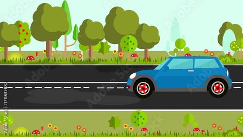 Cars animation driving on the highway