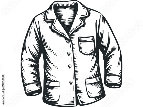 Vintage style blazer on transparent background. Vector hand drawn illustration