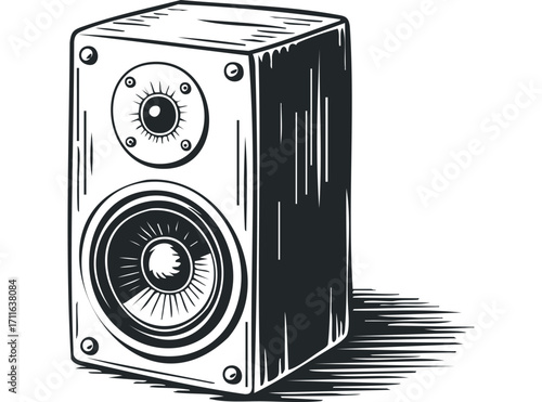 Mono Line Speaker Graphic. Vector hand drawn illustration