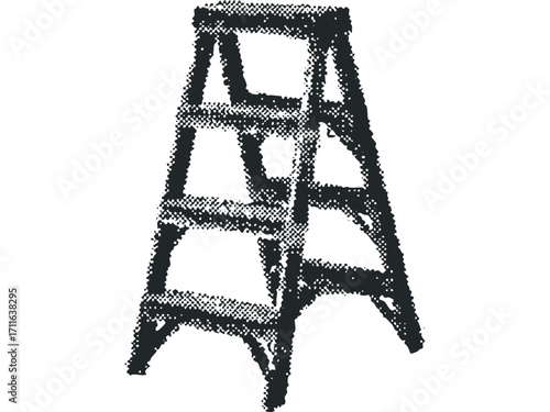 Grungy distressed step ladder icon on transparent background. Vector hand drawn illustration