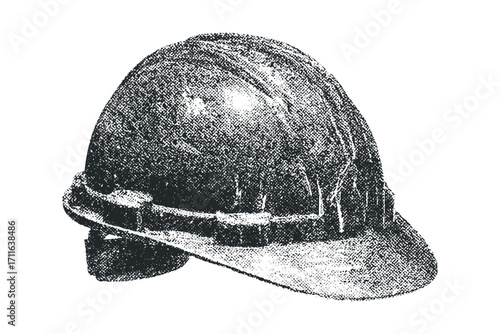 Hard hat safety helmet protective gear. Vector hand drawn illustration