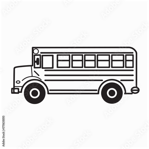 Retro School Bus Logo Vector Design Isolated on White Background