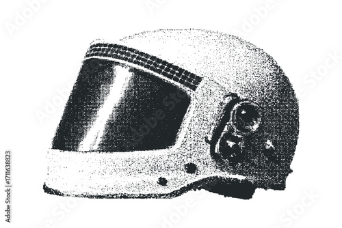 Astronaut helmet with visor on transparent. Vector hand drawn illustration