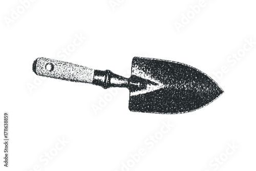 Hand trowel tool on transparent background. Vector hand drawn illustration