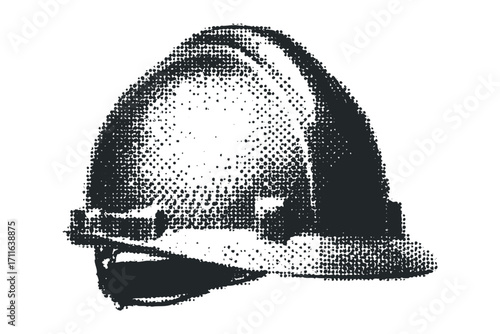 Hard Hat with Halftone Effect. Vector hand drawn illustration