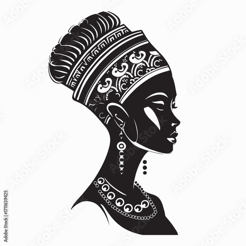 Side Profile Empress Silhouette Logo Vector Design on white background