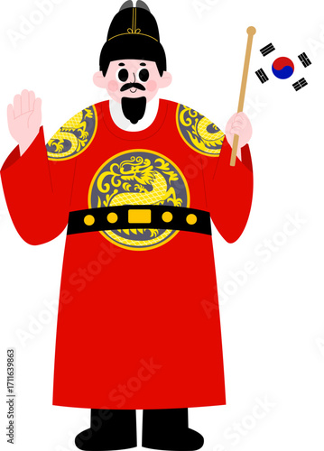 태극기 흔드는 세종대왕 정조 임금님