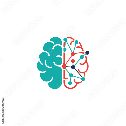 Conceptual illustration of a human brain merging with a digital circuit board representing artificial intelligence and machine learning