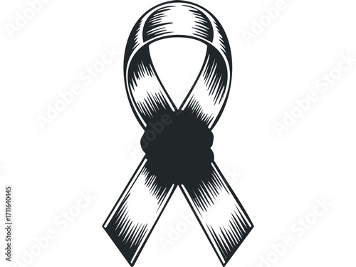 Awareness ribbon symbol on transparent background. Vector hand drawn illustration