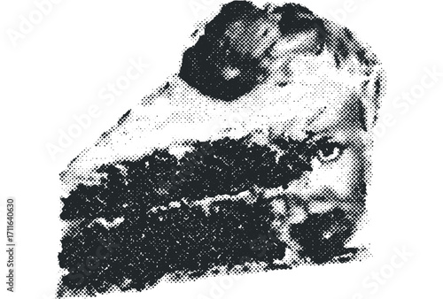 Fragmented portrait with halftone dots and gritty texture. Vector hand drawn illustration