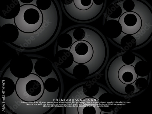 Black background with gradient black 3D abstract ball pattern with hole texture, suitable for digital technology themes, modern, etc.