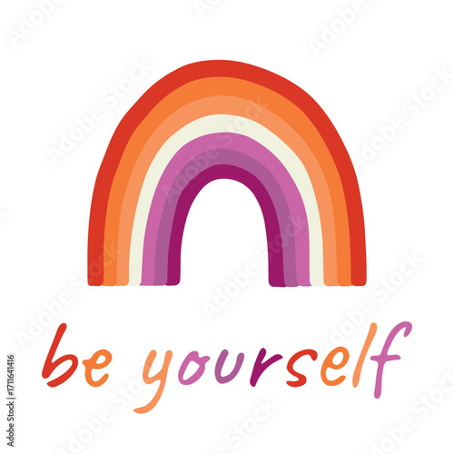 Colorful rainbow shape Lesbian pride flag Happy pride day LGBTQIA community Pride Month Vector hand drawn doodle for posters, stickers, logo, cards