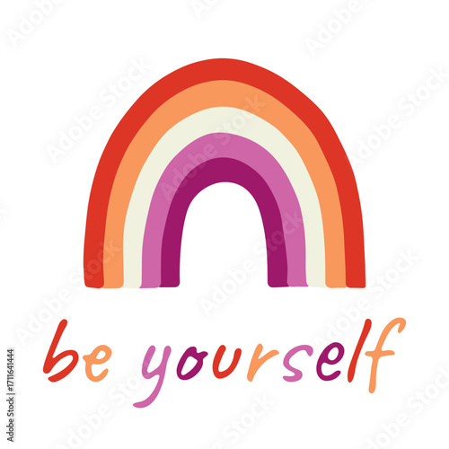 Colorful rainbow shape Lesbian pride flag Happy pride day LGBTQIA community Pride Month Vector hand drawn doodle for posters, stickers, logo, cards