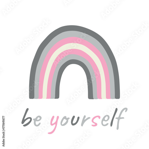Colorful rainbow shape Demigirl pride flag Happy pride day LGBTQIA community Pride Month Vector hand drawn doodle for posters, stickers, logo, cards