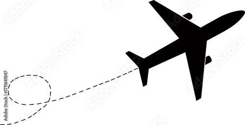 Silhouette of Airplane with a Dotted Trail in the Sky