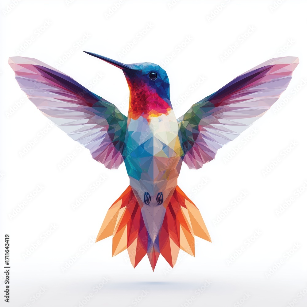 Obraz premium Colorful hummingbird vector illustration tropical bird wildlife decoration
