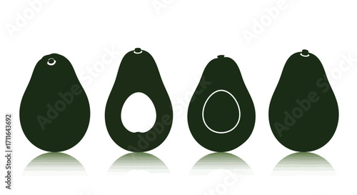 Fresh avocados whole and halved showcase healthy organic food ingredients vector