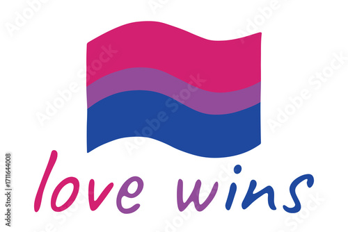 Colorful Bisexual pride flag Happy pride day LGBTQ community Pride Month Vector hand drawn doodle for posters, stickers, logo, cards