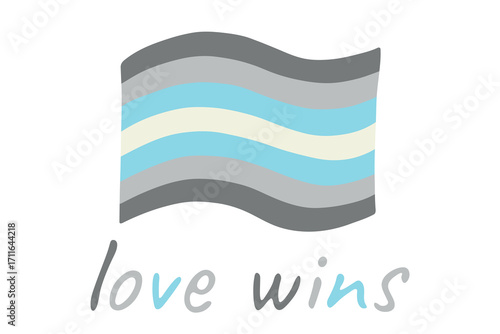Colorful Demiboy pride flag Happy pride day LGBTQ community Pride Month Vector hand drawn doodle for posters, stickers, logo, cards