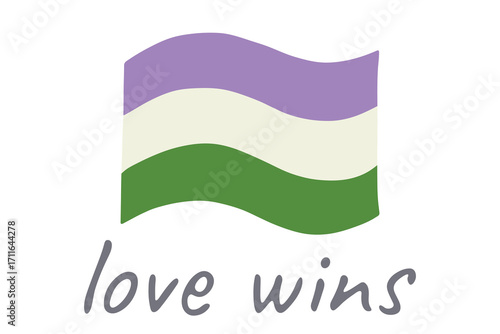 Colorful Genderqueer pride flag Happy pride day LGBTQ community Pride Month Vector hand drawn doodle for posters, stickers, logo, cards