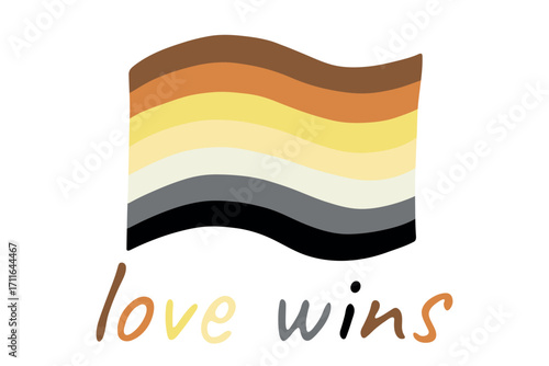 Colorful Bear brotherhood pride flag Happy pride day LGBTQ community Pride Month Vector hand drawn doodle for posters, stickers, logo, cards