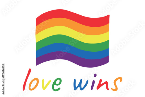 Colorful Gay pride flag Happy pride day LGBTQ community Pride Month Vector hand drawn doodle for posters, stickers, logo, cards