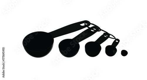 Silhouette of four nested measuring spoons in varying sizes for baking and cooking vector