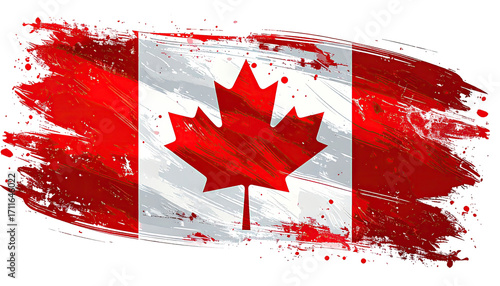 Canada flag, painted style