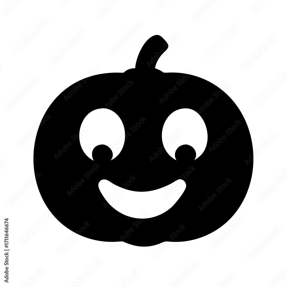 Fototapeta premium Cute Cartoon Pumpkin Icon Vector Silhouette