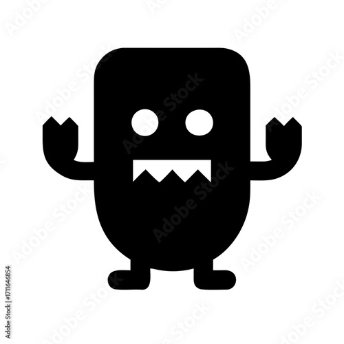 Cute Spooky Frankenstein Cartoon Icon Vector Silhouette
