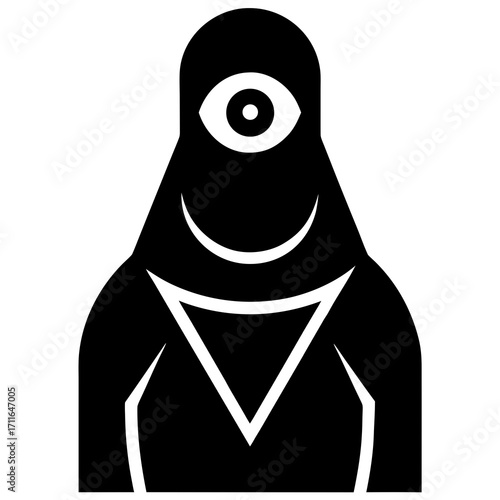 Cyclops Side Shadow Effect Icon Vector Silhouette