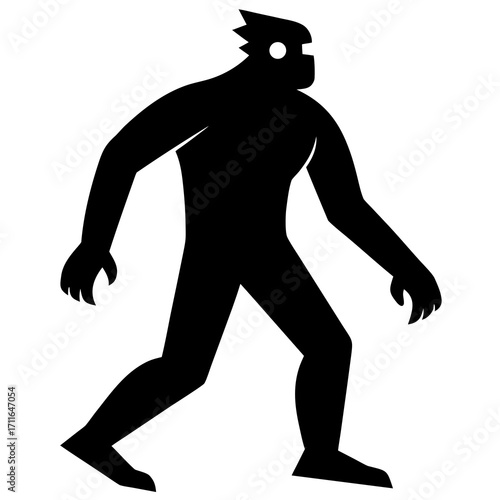 Cyclops Walking Pose Icon Vector Silhouette