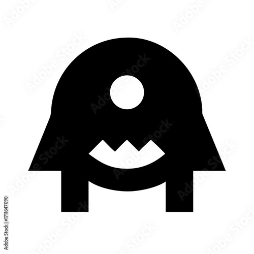 Cyclops With Jagged Teeth Icon Vector Silhouette
