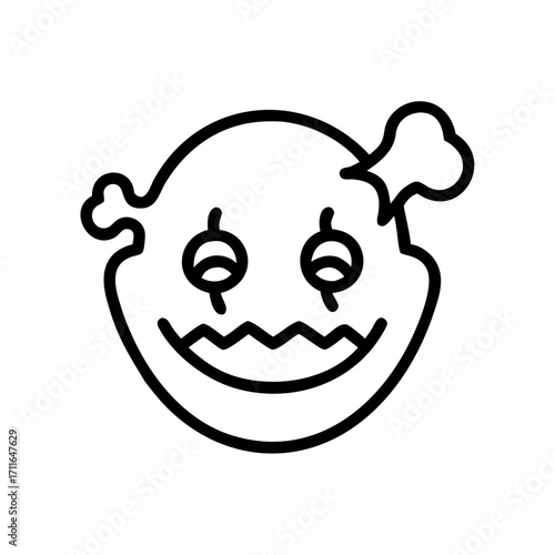 Evil Clown With Broken Mask Icon Line Art