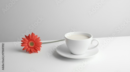 Milk cup and flower still life