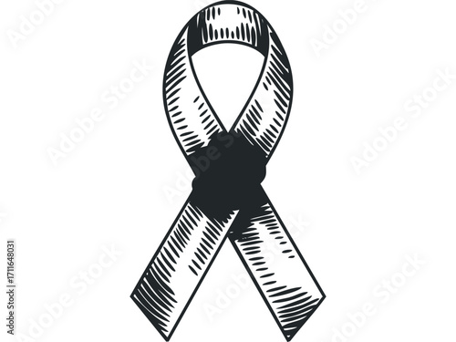 Hand Drawn Sketch of Awareness Ribbon Symbol Transparent Background. Vector hand drawn illustration