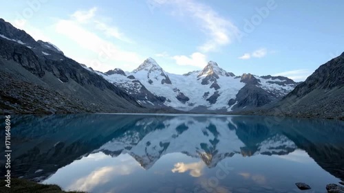 Wallpaper Mural Majestic snow-capped mountains reflected in a serene, clear blue lake under a vast sky Torontodigital.ca