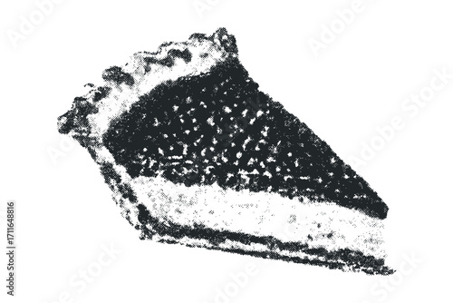 Halftone style slice of pie on transparent background. Vector hand drawn illustration