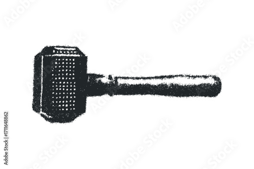 Textured Meat Mallet Hammer Tool. Vector hand drawn illustration