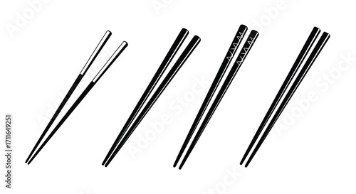 Four pairs of chopsticks arranged diagonally isolated on ready for asian cuisine dining vector
