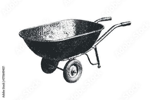 Two Wheeled Industrial Cart with Handles on Transparent Background. Vector hand drawn illustration